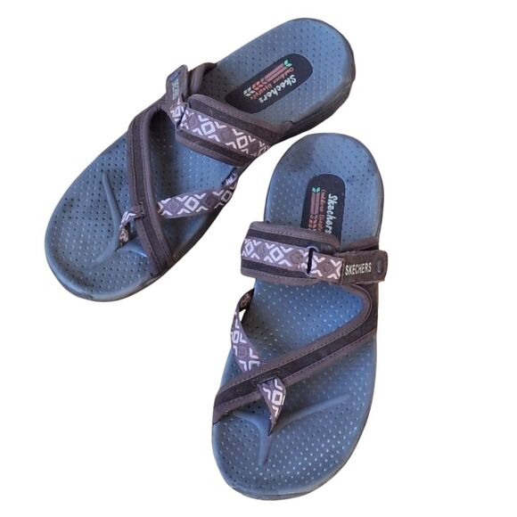 Skechers Reggae Trailway Chocolate Flip-Flop Slide Comfort Sandals Women 11 41 - Picture 11 of 16